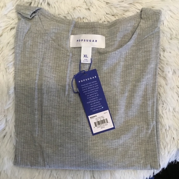 POPSUGAR NWT cropped length XL ribbed top - Picture 2 of 8